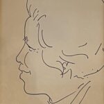 Mary Tchunki Fan Huang sketched in profile by cartoonist Bill Bates at Marina Office Grand Opening SF S&L